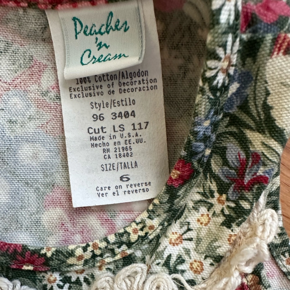 Prairie Cottage Floral Peaches ‘N Cream Girl’s Sleeveless W/ Pockets Dress ~ 6 - Picture 5 of 11